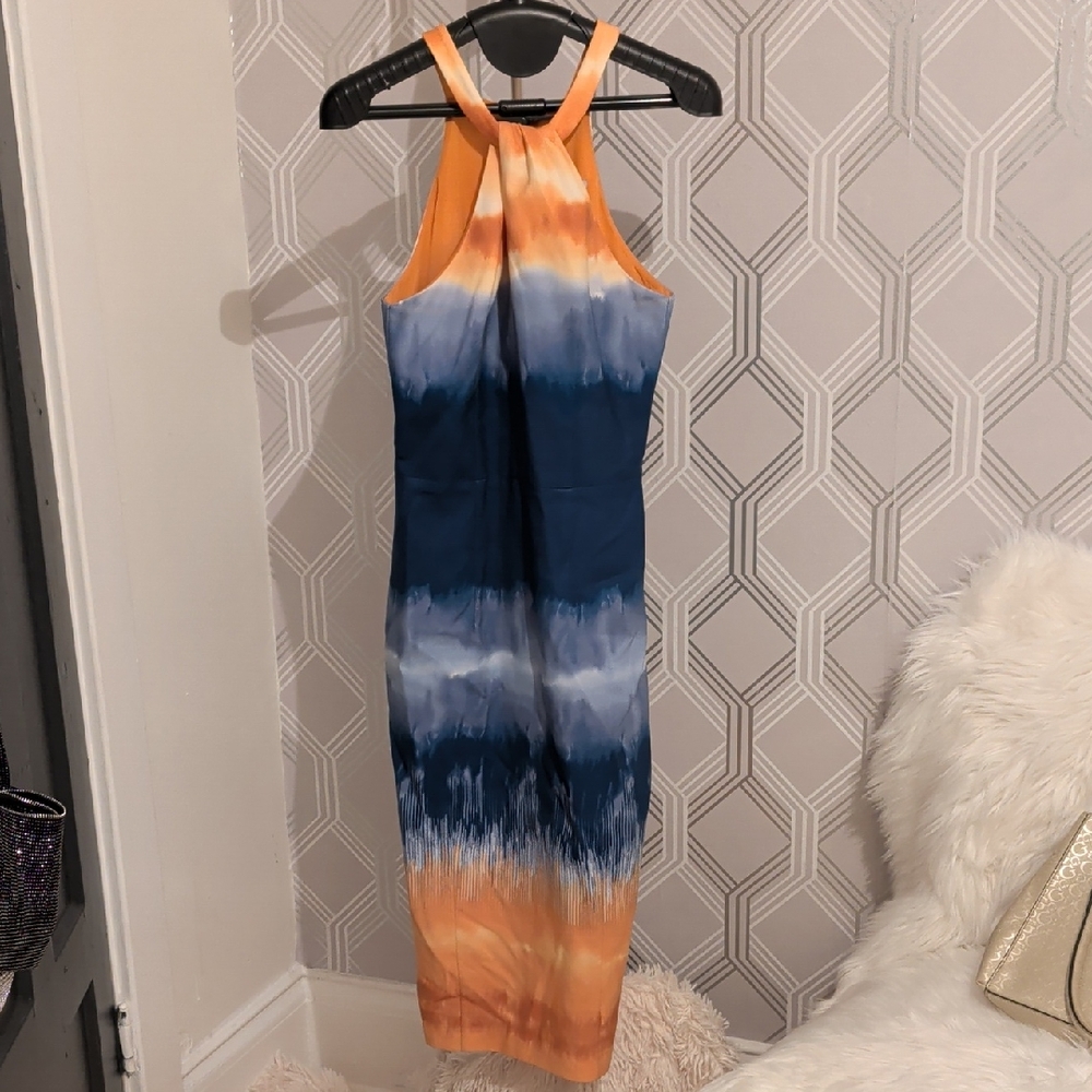Elegant Tie-Dye Halter Dress